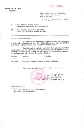 [Carta del Jefe de Gabinete de la Presidencia a Director Nacional de Gendarmería]