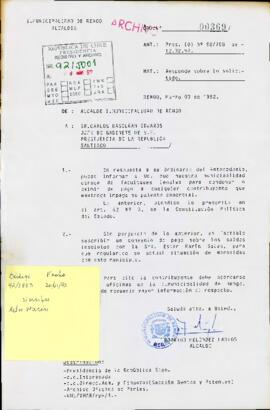 [Carta de Municipalidad de Rengo en respuesta a solicitud de condonación de deuda]