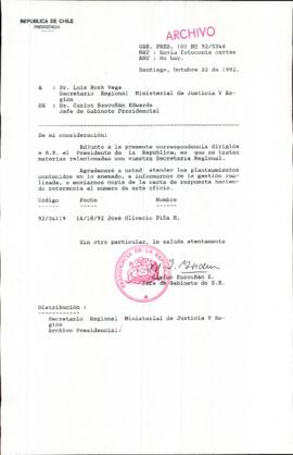 [Carta del Jefe de Gabinete de la Presidencia a SEREMI de Justicia V Región]