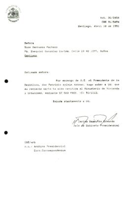 [Se remite carta a Ministerio de Vivienda y Urbanismo]