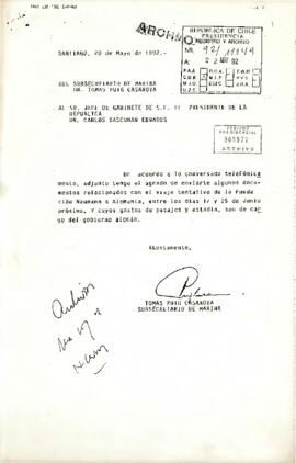 [Carta de Subsecretario de Marina, Tomás Puig al Jefe de Gabinete Presidencial]