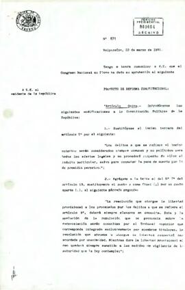 [Carta  informando la aprobación de Reforma Constitucional por parte del Congreso Nacional].