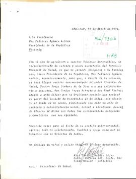 [Carta de agradecimiento dirigida al Presidente Patricio Aylwin por reincorporación de exonerados del Servicio Nacional de Salud]