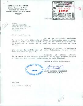 [Adjunta carta del señor Embajador de Chile en Venezuela]