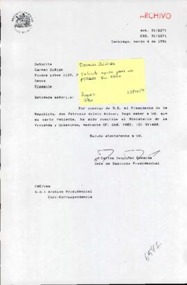 [Carta de respuesta de Jefe de Gabinete a la Sra. Carmen Zúñiga]