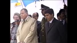 Llegada del Presidente Aylwin en visita oficial a Colombia : video