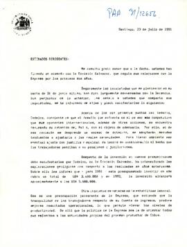 [Carta del Presidente Aylwin a los dirigentes de la Confederación de Trabajadores del Cobre].