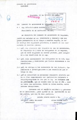 [Carta de Comando de Exonerados Políticos de Coquimbo]