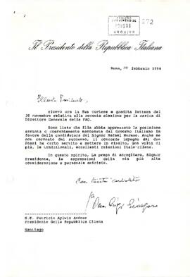 [Carta del Presidente de Italia Oscar Luigi Scalfaro]