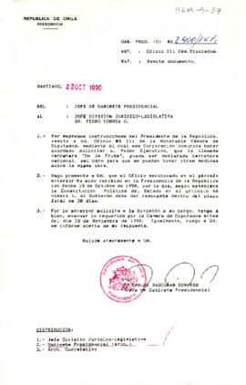 [Carta de Jefe de Gabinete a Sr. Pedro Correa sobre la llamada carretera de fruta]