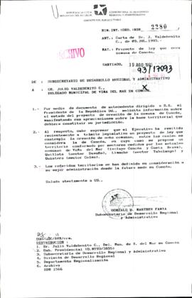 [Carta solicita información sobre proyecto de creación de la Comuna de Concón]