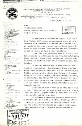 [Carta de Confederación Nacional de Taxistas de Chile manifestando conflicto con Banco del Estado]