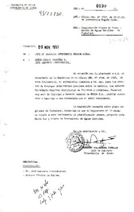 Carta del jefe de Gabinete  Intendencia Región de Aisén: Construcción Planta de Tratamiento Aguas Servidas de Coyhaique