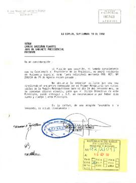 [Carta de Alcalde de Lo Espejo dirigida a Jefe de Gabinete solicitando dialogar con el presidente]