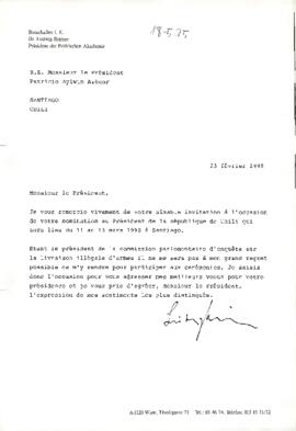 [Carta de Praesident der Politischen Akademie, respondiendo a invitación de acto de posesión].