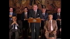 Presidente Aylwin ofrece discurso con motivo del tercer aniversario del Gobierno: video