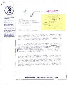 Carta señala que Directiva Socialdemocracia—Chilena resuelve proponer nombres  para presidir comisión