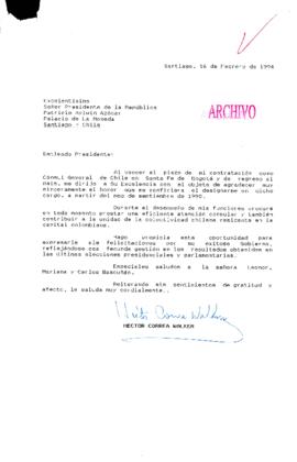 [Carta de agradecimentos del Cónsul General de Chile en Santa Fe de Bogotá]