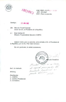 [Carta de Asesor de la Presidencia a Vicepresidente Ejecutivo de CORFO]