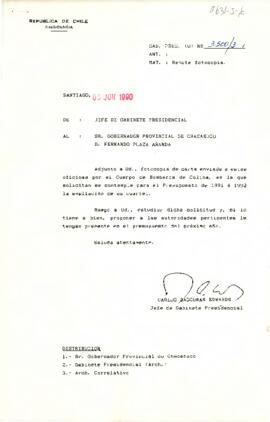 [Carta del Jefe de Gabinete Presidencial al Gobernador Provincial de Chacabuco]