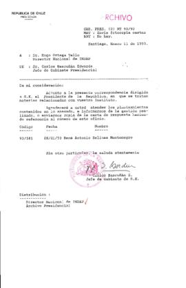 [Oficio  Gab. Pres. Ord. N° 0093 de Jefe de Gabinete Presidencial, remite copia de carta que se indica]