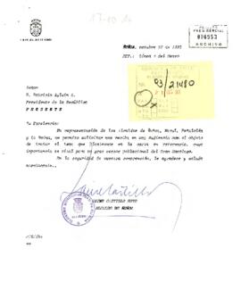 [Carta: petición audiencia a S . E El Presidente de la República,  de Alcalde de Ñuñoa ]
