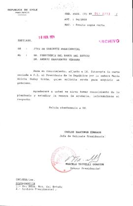 [Oficio Ord. N° 713 de Jefe de Gabinete Presidencial, remite copia de carta que se indica]