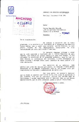 [Carta del Gerente General del Banco Estado de Chile dirigida al Jefe de Gabinete Presidencial]