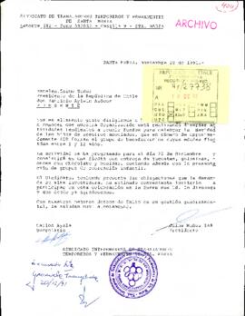 [Carta del Sindicato de Trabajadores Temporeros y Permanentes de Santa María, dirigida al Presidente Patricio Aylwin]