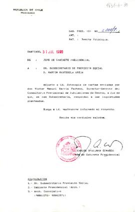 [Se remite carta de Director Consultorio Previsional de Jubilaciones de Osorno a Subsecretario de Previsión Social]