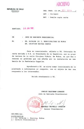 [Carta del Jefe de Gabinete de la Presidencia a Alcalde (S) de Ñuñoa]