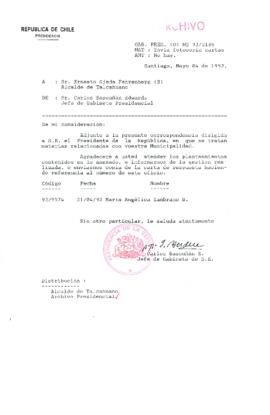 [Carta del Jefe de Gabinete de la Presidencia a Alcalde (S) de Talcahuano]