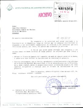 [Carta de Junta Nacional de Jardines Infantiles en respuesta a Juan Díaz Órdenes]