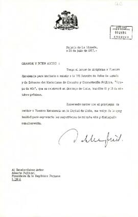 [Carta del Presidente Aylwin al Presidente de la República Peruana].