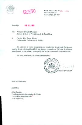 [Carta de Asesor de la Presidencia a Gobernador Provincial de Ñuble]