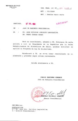 [Oficio  Gab. Pres. Ord. N°  3406 de Jefe de Gabinete Presidencial, remite copia de carta que se indica]