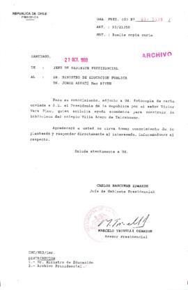 [Oficio Gab. Pres. Ord. N° 5339 de  Jefe de Gabinete Presidencial, remite copia de carta que se indica]
