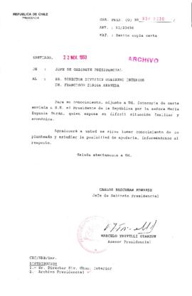 [Oficio Gab. Pres. Ord. N° 6030 de Jefe de Gabinete Presidencial, remite copia de carta que se indica]