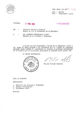[Carta adjunta solicitud del "Comité de Allegados Diputado Guido Castilla H.” al Ministerio ...