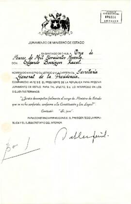 Juramento de la Secretaría General de la Presidencia