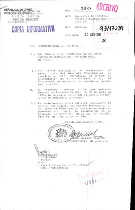 [Orden N° 2688 de la División Judicial del Ministerio de Justicia por solicitud de indulto]