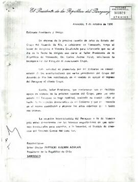 [Carta del Presidente de la República de Paraguay dirigida al Presidente Patricio Aylwin]