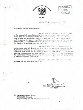 [Carta del Presidente de la República de Perú dirigida al Presidente Patricio Aylwin]