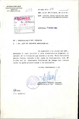 [Carta dirigida Jefe de Gabinete sobre ayuda entregada a la Sra. María Antonieta Merino]
