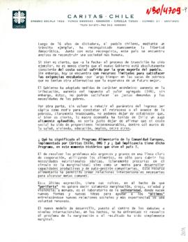 [Carta de Caritas Chile sobre el regreso a la Democracia]