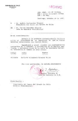 [Oficio Gab. Pres. Ord. N° 5364 de  Jefe de Gabinete Presidencial, remite copia de carta que se indica]