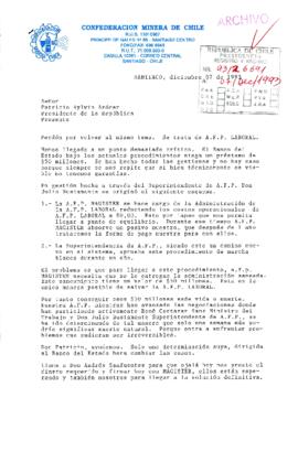[Carta del Presidente de la Confederación Minera de Chile]