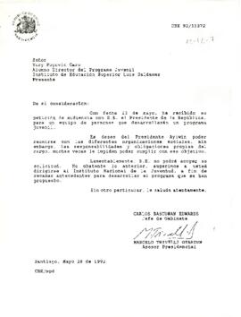 Carta de Carlos Bascuñan al Director del Programa Juvenil Instituto de Educación Superior Luis Galdames