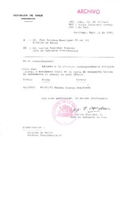 [Carta del Jefe de Gabinete de la Presidencia a Alcalde (S) de Renca]