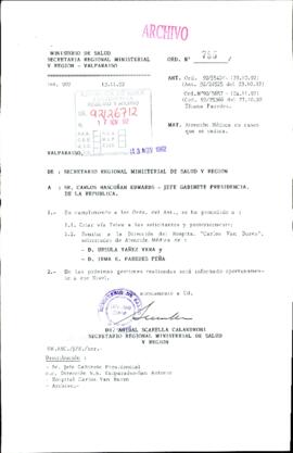 [Órden N° 755 de la Secretaría Regional Ministerial de Salud - V Región]